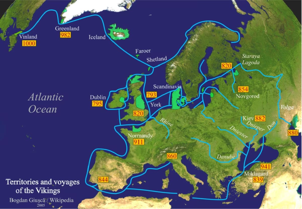 mapa de expansão das conquistas vikings