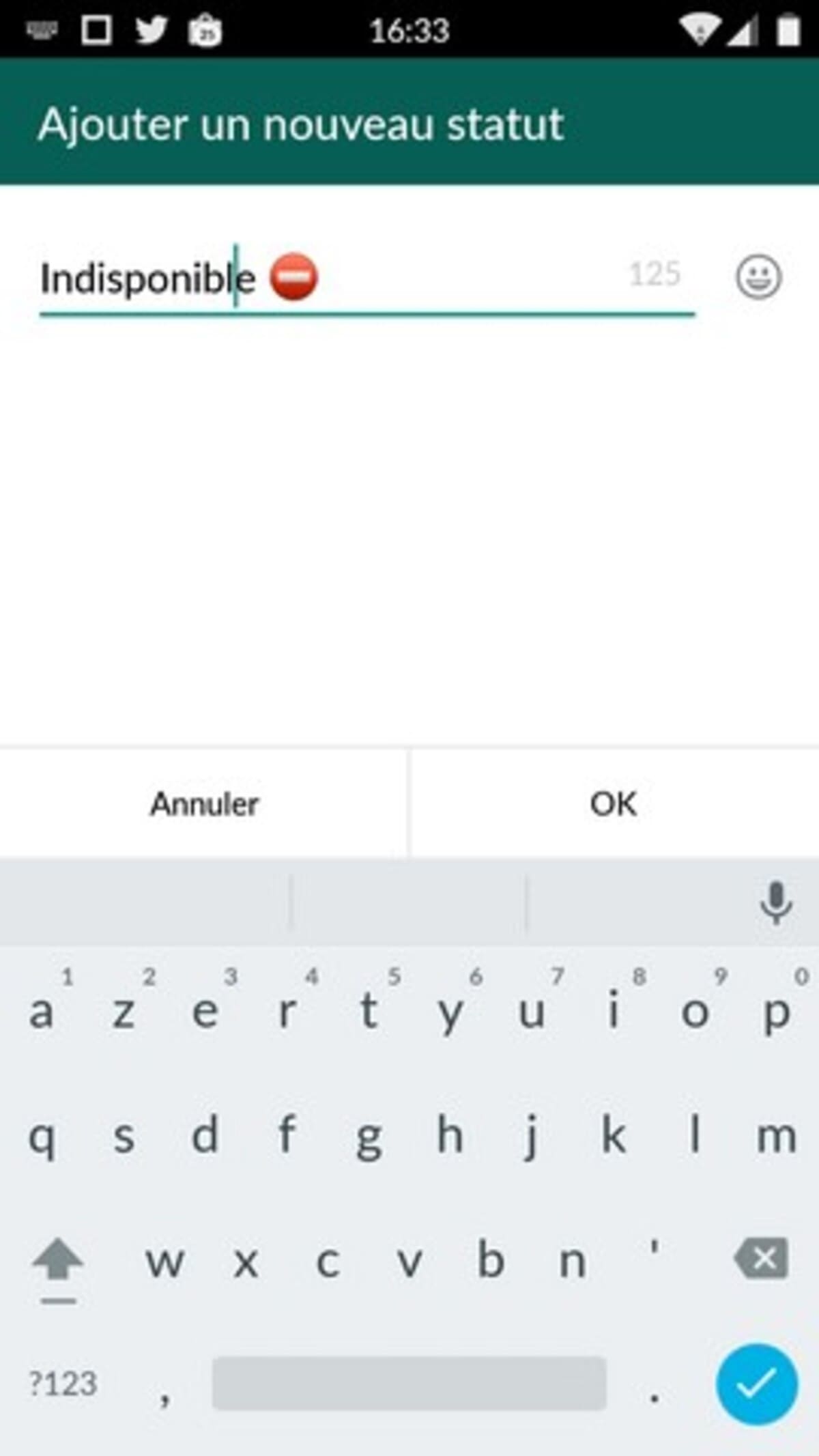 alterar estado do whatsapp