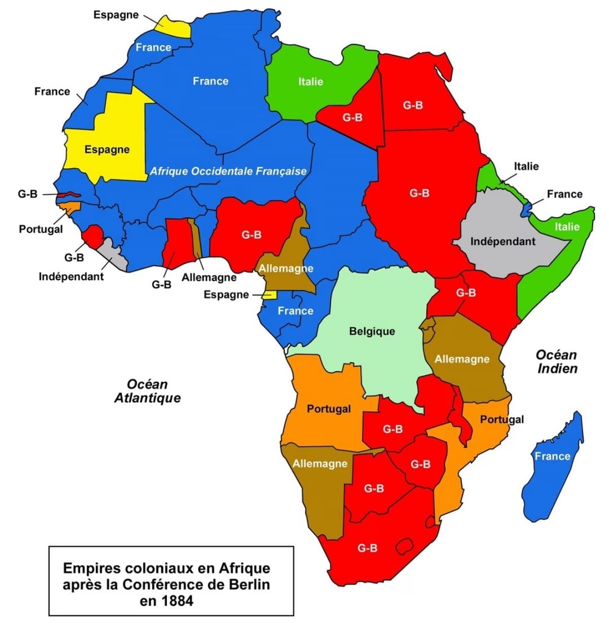 Mapa da partilha de África depois de Berlim, em 1884-1885. © SeneNews.com.